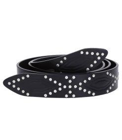 Wholesale Isabel Marant Ceinture Lecce En Cuir Noir Et Silver