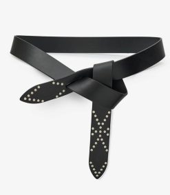 Wholesale Isabel Marant Ceinture Lecce En Cuir Noir Et Silver