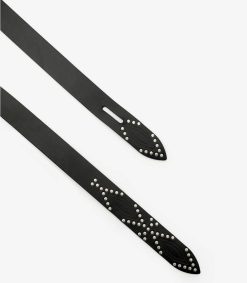 Wholesale Isabel Marant Ceinture Lecce En Cuir Noir Et Silver