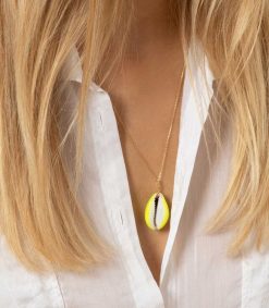 Online Aurélie Bidermann Collier Coquillage Merco Jaune Fluo