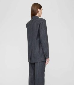 Clearance Anine Bing Blazer Kaia Grey Pinstripe