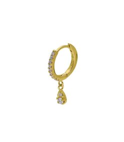 Clearance And... Paris Creole Or Jaune Demi-Pavee Diamants Et Goutte 2 Diamants