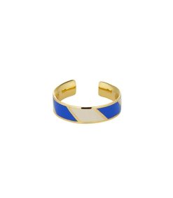 Online Design Letters Bague Ajustable Striped Candy Cobalt White