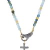 Clearance Catherine Michiels Collier Le Ferret Croix En Lapis Lazuli, Agate Et Or