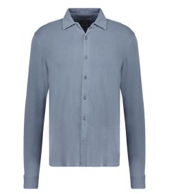 Online Majestic Filatures Chemise Manches Longues Homme Herman Blue Denim