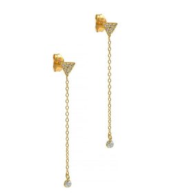 New And... Paris Boucles D'Oreilles Chaine Triangle Diamants