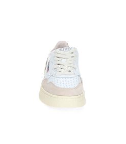 New Autry Baskets Medalist Low En Daim Et Cuir Blanc Et Mount