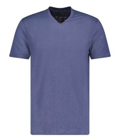 Hot Majestic Filatures Tee-Shirt Homme Col V Manches Courtes Lin Venice Blue