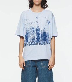 Best 6397 Tee-Shirt A Rayures Ny Big T Bleu Et Blanc