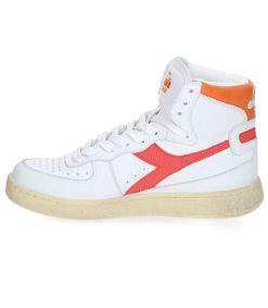 Clearance Diadora Baskets Heritage Mi Used Blanc/Corail