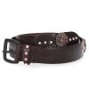 Wholesale Puntovita & Arsenice Ceinture En Cuir Tamponnee Perles Et Fleurs Marron X Jane De Boy