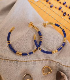 Online Aurélie Bidermann Creoles Positano A Rayures Lapis