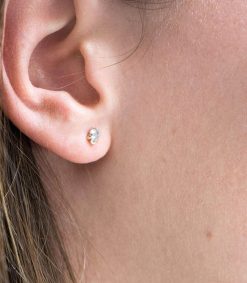 Online Céline Daoust Boucle D'Oreille Unique Pierre De Lune Et Diamant