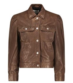 Wholesale Marant Étoile Veste En Cuir Bering Dark Khaki