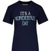 Hot Alberta Ferretti Tee-Shirt It'S Wonderful Day, Navy