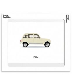 Clearance Image Republic Affiche Le Duo Voiture Renault 4L Beige 40 X 50 Cm