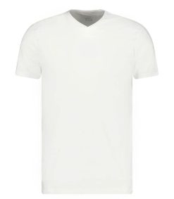 Hot Majestic Filatures Tee-Shirt Homme Col V Manches Courtes Blanc