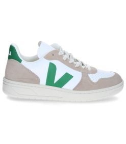 New Veja Baskets V-10 Chromefree Leather White Emeraude Sahara