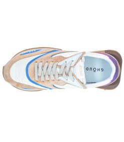 Online GHOUD Venice Baskets Rush Gr2 Low Nylon Cuir Suede Cream Avio