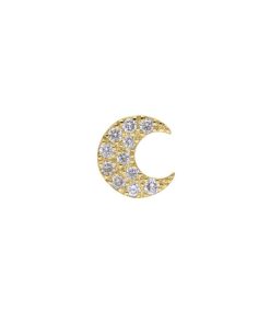 Hot Feidt Paris Boucle D'Oreille Moon Or Jaune Et Diamants