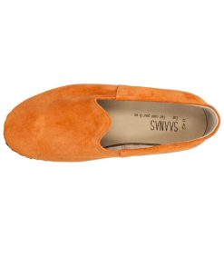 Hot Saanas Mocassins Saanas Classique Homme Cuir Suede Mandarine