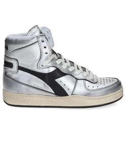 New Diadora Baskets Mi Silver Used Argento/Nero