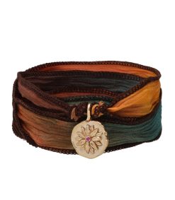 Online Catherine Michiels Bracelet En Soie Et Charm Peace & Health En Bronze