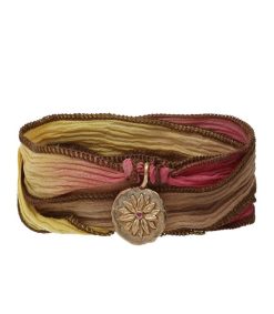 Online Catherine Michiels Bracelet En Soie Et Charm Peace & Health En Bronze