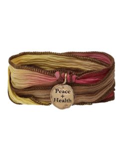 Online Catherine Michiels Bracelet En Soie Et Charm Peace & Health En Bronze