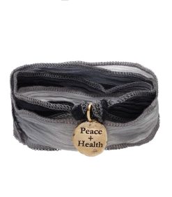 Online Catherine Michiels Bracelet En Soie Et Charm Peace & Health En Bronze