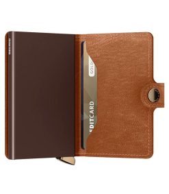 Hot Secrid Porte-Carte Premium Miniwallet Emboss Lines Cognac