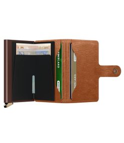 Hot Secrid Porte-Carte Premium Miniwallet Emboss Lines Cognac