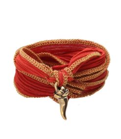 Clearance Catherine Michiels Bracelet En Soie A Nouer Et Charm Corne D'Abondance En Bronze