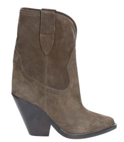 New Isabel Marant Bottines Veau Velours Leyane Khaki