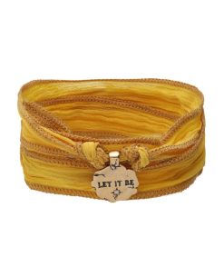 Clearance Catherine Michiels Bracelet En Soie A Nouer Et Charm Let It Be En Bronze Et Diamant