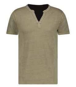 Clearance Majestic Filatures Tee-Shirt Homme Tunisien En Lin Manches Courtes Militaire