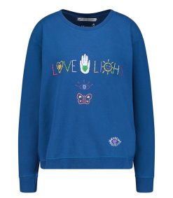 Online We Are One Project Sweat-Shirt Vintage Brode Love Light Bleu Marine