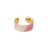 Online Design Letters Bague Ajustable Big Striped Candy Pink White