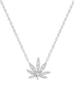 New Stone Paris Collier Mini Feuille Des Merveilles Or Blanc Diamants