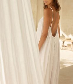 New Maison Saint Julien Robe Plissee Palm Beach Blanche