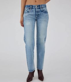 Best Moussy Vintage Jean Droit Bostania Taille Basse Bleu