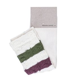 Online Golden Goose Chaussettes Hautes A Rayures Papyrus/Pesto