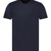 New Majestic Filatures Tee-Shirt Homme Col V Manches Courtes Marine