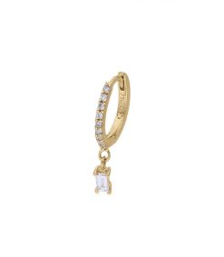 Clearance And... Paris Creole Or Jaune Demi-Pavee Diamants Et 1 Diamant Baguette