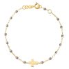 New Gigi Clozeau Bracelet Croix Or Jaune Et Perles De Resine