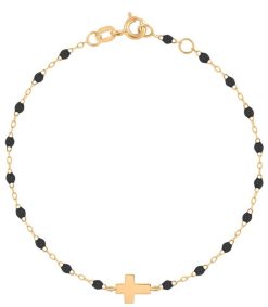 New Gigi Clozeau Bracelet Croix Or Jaune Et Perles De Resine