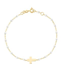 New Gigi Clozeau Bracelet Croix Or Jaune Et Perles De Resine