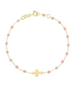 New Gigi Clozeau Bracelet Croix Or Jaune Et Perles De Resine