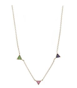 Wholesale And... Paris Collier Choker Triangles Saphir Rose, Saphir Bleu Et Tsavorite