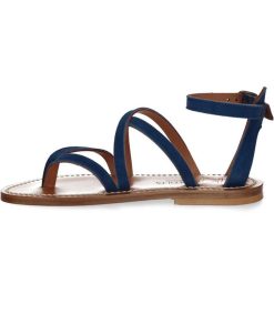 Hot K.Jacques Sandales Epicure Cuir Velours Bleu